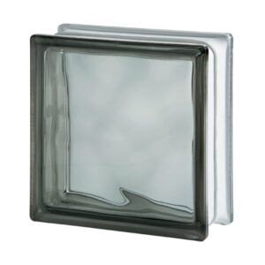 Caramida De Sticla Cenusie Gri Pentru Interior sau Exterior, Culoare Delicata, Model Wave, 19x19x8cm