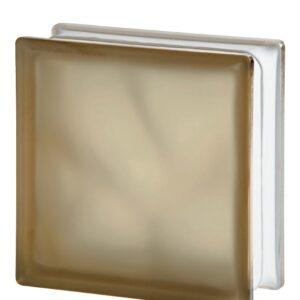 Caramida De Sticla Bronz Maro Pentru Interior sau Exterior, Culoare Delicata, Model Wave Sablat, 19x19x8cm