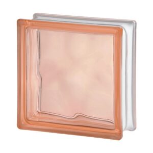 Caramida De Sticla Roz Pentru Interior sau Exterior, Culoare Delicata, Model Wave, 19x19x8cm