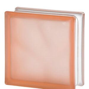 Caramida De Sticla Roz Pentru Interior sau Exterior, Culoare Delicata, Model Wave Sablat, 19x19x8cm