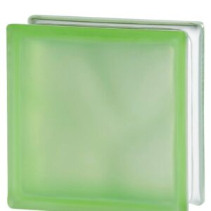 Caramida De Sticla Verde Pentru Interior sau Exterior, Culoare Delicata, Model Wave Sablat, 19x19x8cm