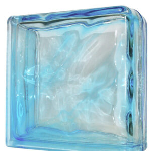 Caramida De Sticla Terminatie Dubla Azur, Pentru Interior Sau Exterior, Model Wave, 19x19x8cm