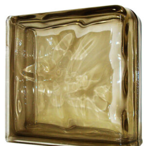 Caramida De Sticla Terminatie Dubla Bronz Maro, Pentru Interior Sau Exterior, Model Wave, 19x19x8cm