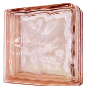 Caramida De Sticla Terminatie Dubla Roz, Pentru Interior Sau Exterior, Model Wave, 19x19x8cm