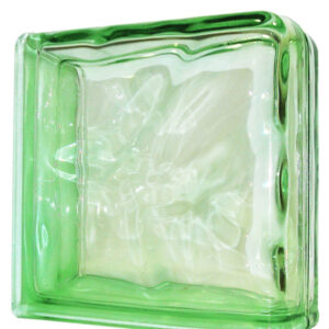 Caramida De Sticla Terminatie Dubla Verde, Pentru Interior Sau Exterior, Model Wave, 19x19x8cm