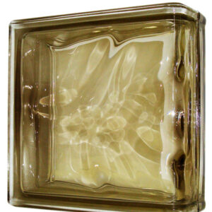 Caramida De Sticla Terminatie Liniara Bronz Maro, Pentru Interior Sau Exterior, Model Wave, 19x19x8cm